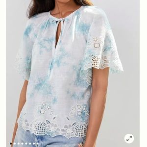 Embroidered Tie-Dye Blouse